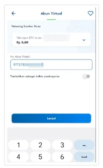 Input nomor VA